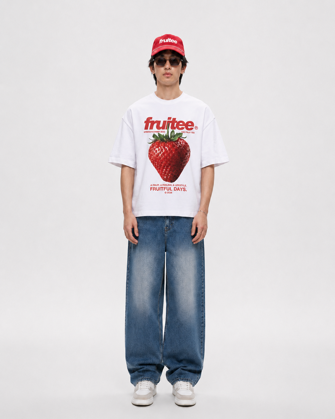 Strawberry themed unisex oversized t-shirt