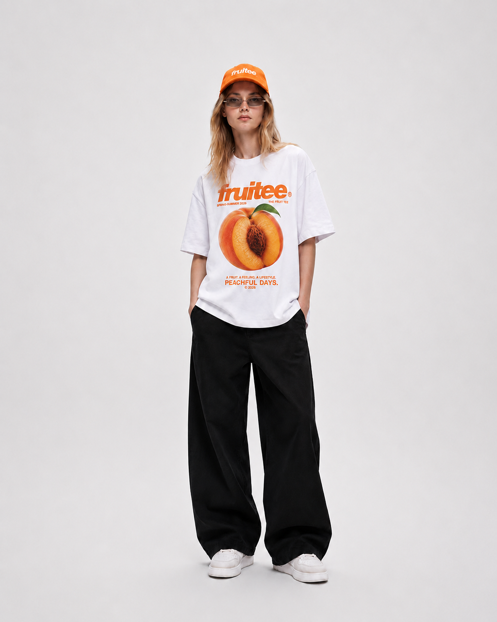Peach themed unisex oversized t-shirt