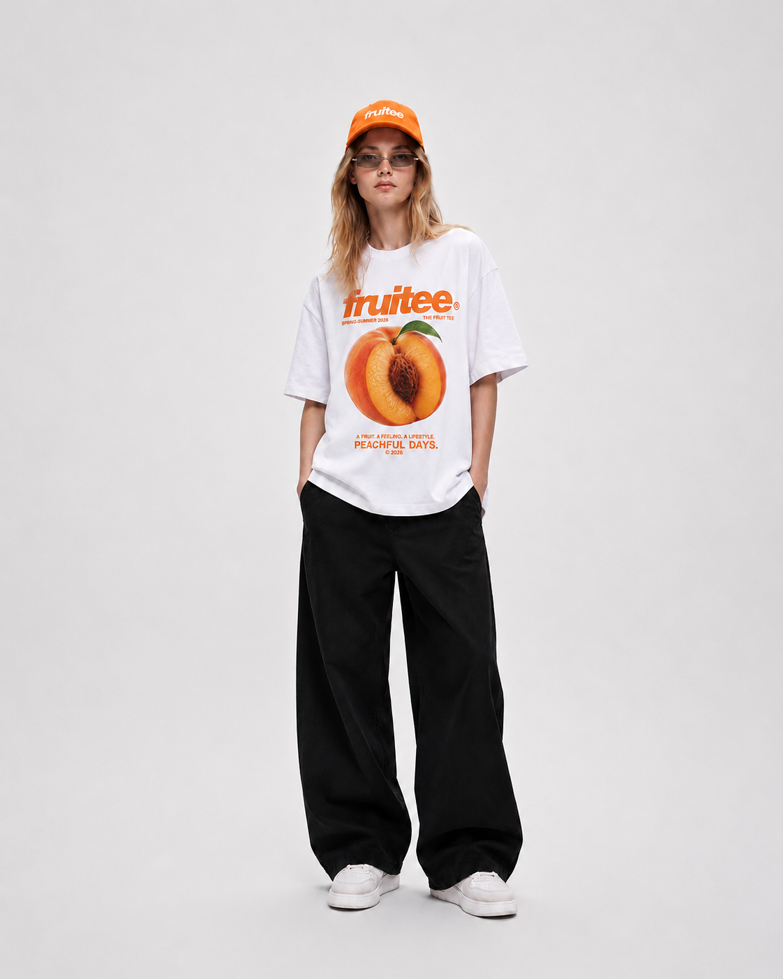 Peach themed unisex oversized t-shirt