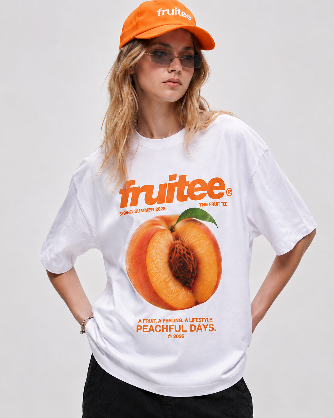 Peach themed unisex oversized t-shirt