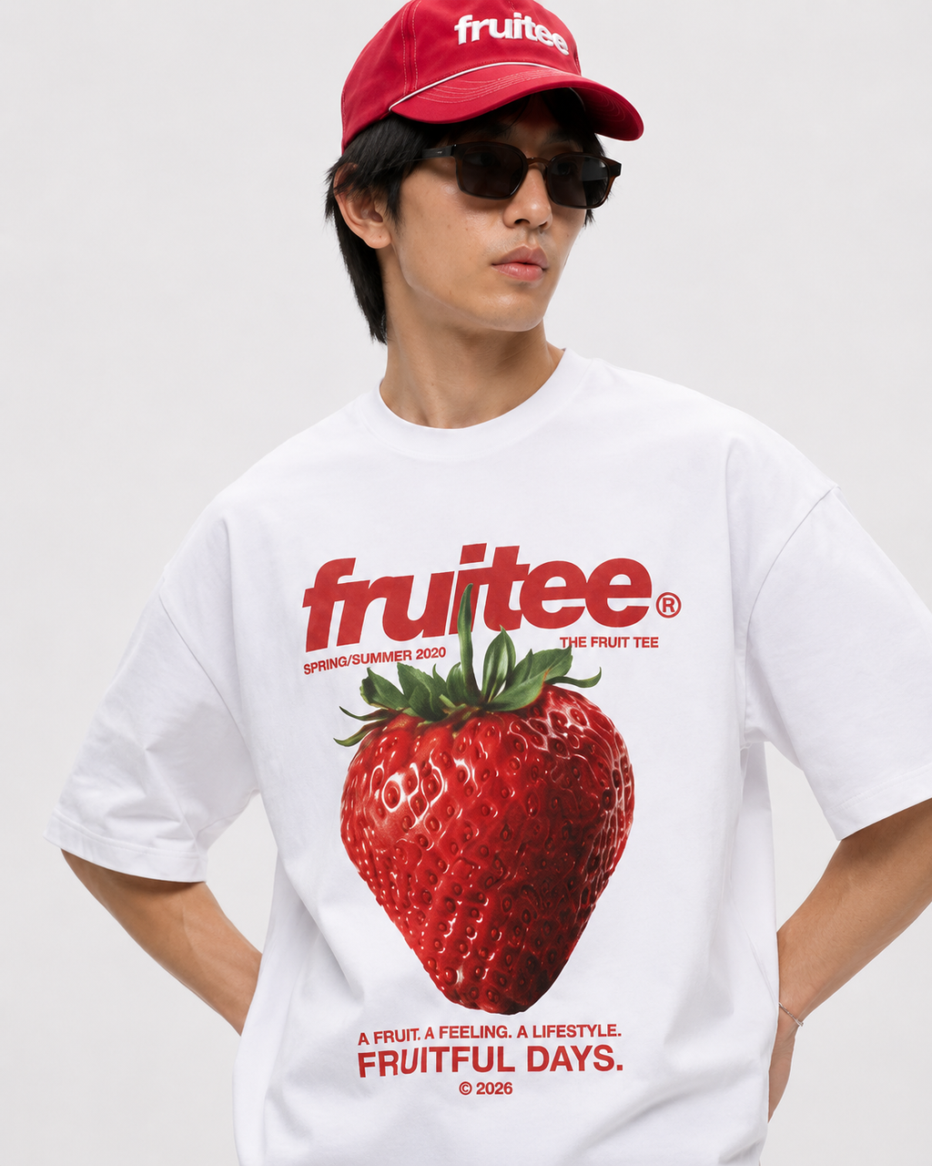 Strawberry themed unisex oversized t-shirt