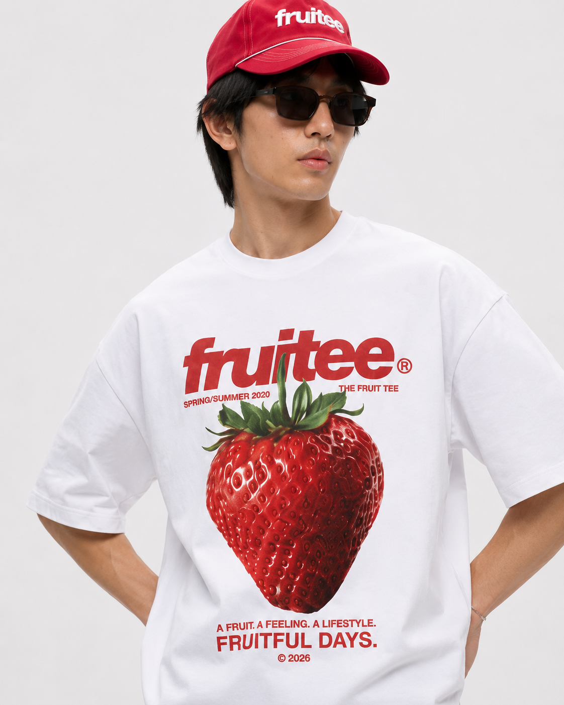 Strawberry themed unisex oversized t-shirt