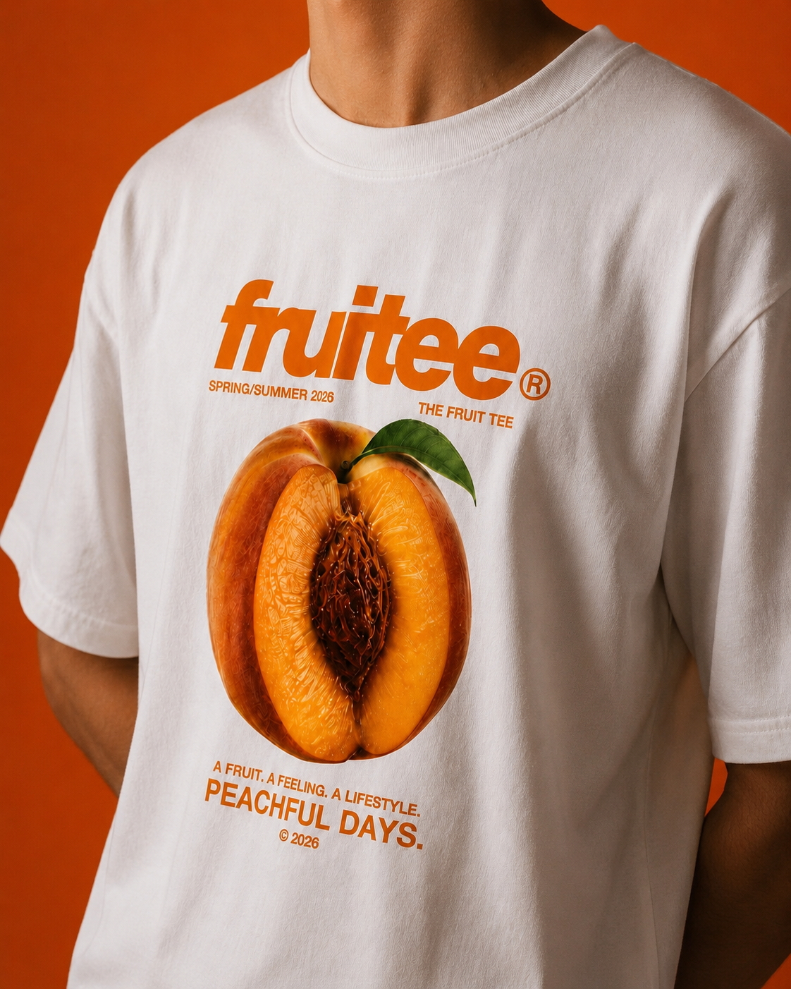 Peach themed unisex oversized t-shirt