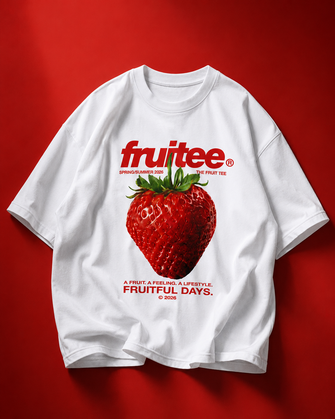 Strawberry themed unisex oversized t-shirt