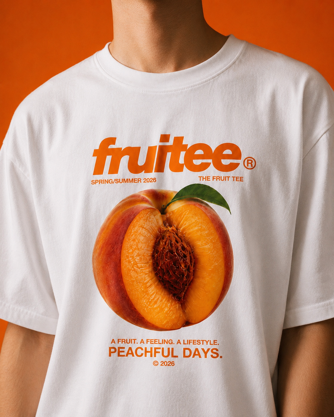 Peach themed unisex oversized t-shirt
